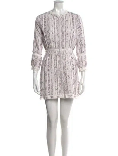 Pre-owned Loveshackfancy Floral Print Mini Dress In White