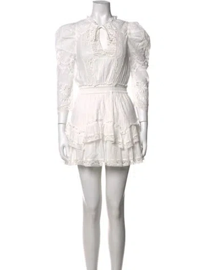 Pre-owned Loveshackfancy Floral Print Mini Dress In White