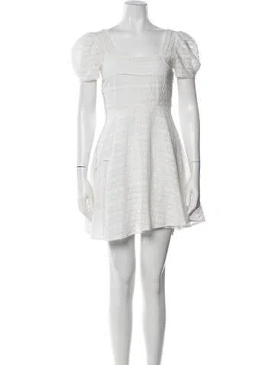 Pre-owned Loveshackfancy Floral Print Mini Dress In White
