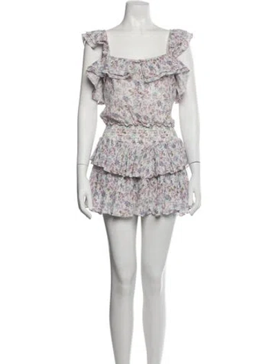 Pre-owned Loveshackfancy Floral Print Mini Dress In White