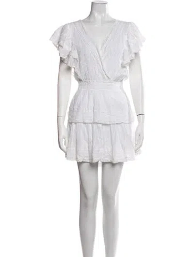 Pre-owned Loveshackfancy Floral Print Mini Dress In White