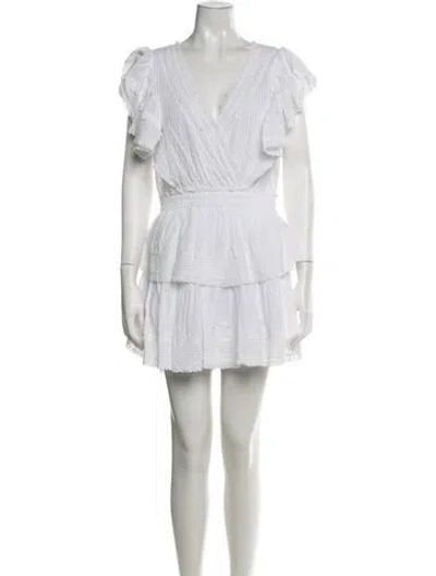 Pre-owned Loveshackfancy Floral Print Mini Dress In White