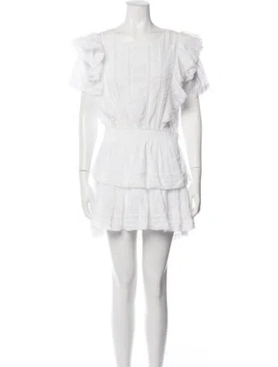 Pre-owned Loveshackfancy Floral Print Mini Dress In White
