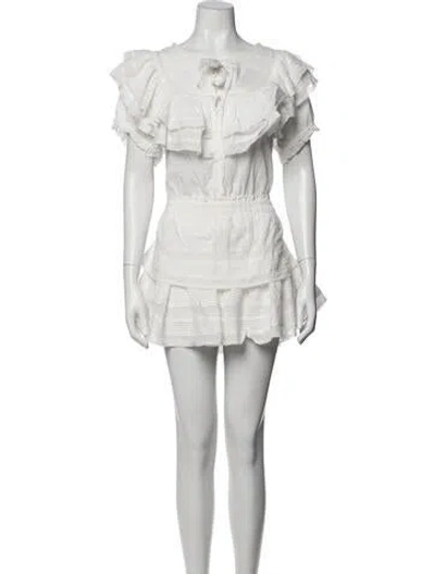 Pre-owned Loveshackfancy Floral Print Mini Dress In White