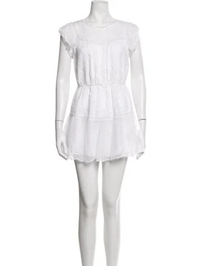 Pre-owned Loveshackfancy Floral Print Mini Dress In White