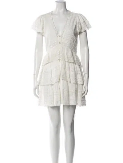 Pre-owned Loveshackfancy Floral Print Mini Dress In White