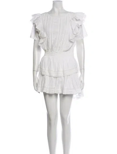 Pre-owned Loveshackfancy Floral Print Mini Dress In White