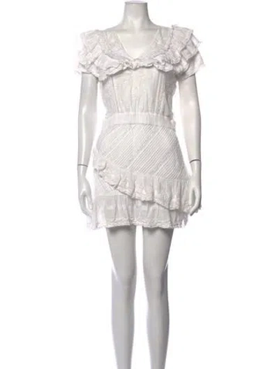 Pre-owned Loveshackfancy Floral Print Mini Dress In White