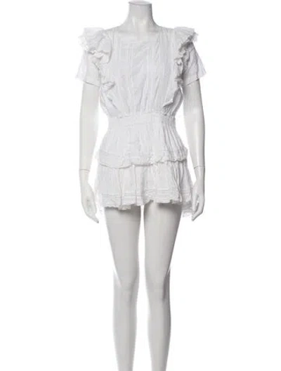 Pre-owned Loveshackfancy Floral Print Mini Dress In White