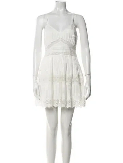 Pre-owned Loveshackfancy Floral Print Mini Dress In White