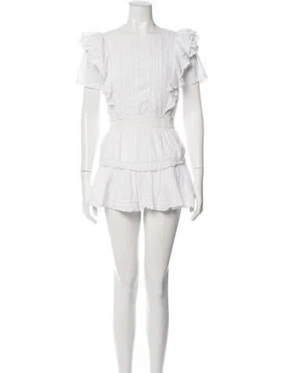 Pre-owned Loveshackfancy Floral Print Mini Dress In White