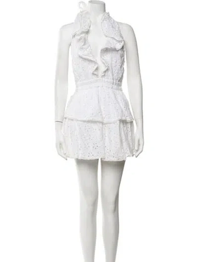 Pre-owned Loveshackfancy Floral Print Mini Dress In White