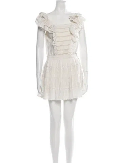 Pre-owned Loveshackfancy Floral Print Mini Dress In White