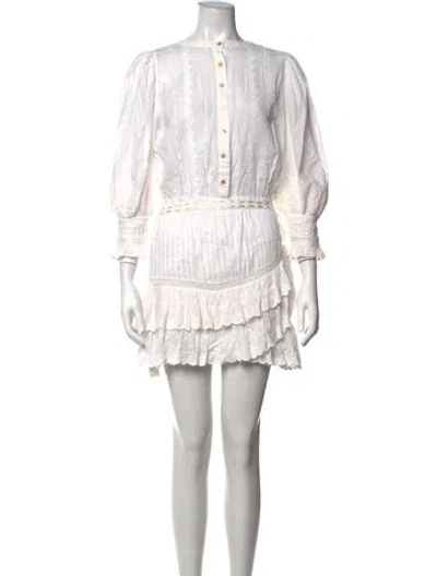 Pre-owned Loveshackfancy Floral Print Mini Dress In White