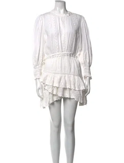 Pre-owned Loveshackfancy Floral Print Mini Dress In White