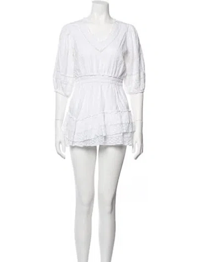 Pre-owned Loveshackfancy Floral Print Mini Dress In White