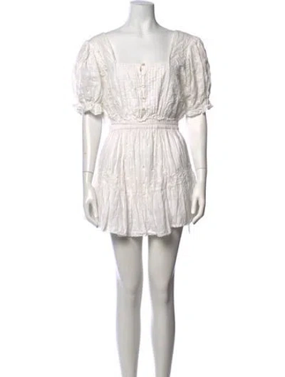 Pre-owned Loveshackfancy Floral Print Mini Dress In White