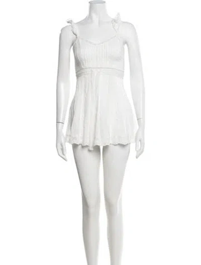 Pre-owned Loveshackfancy Floral Print Mini Dress In White
