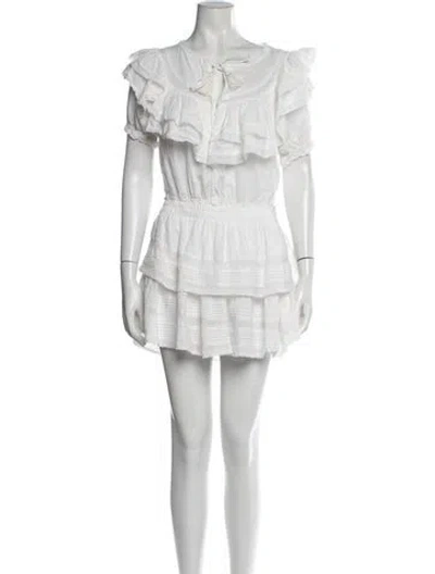 Pre-owned Loveshackfancy Floral Print Mini Dress In White