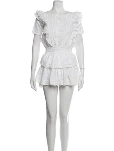 Pre-owned Loveshackfancy Floral Print Mini Dress In White