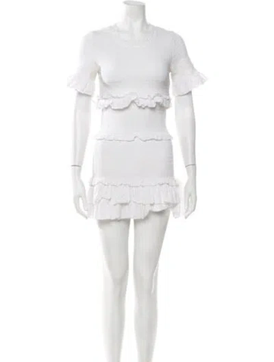 Pre-owned Loveshackfancy Floral Print Mini Dress In White