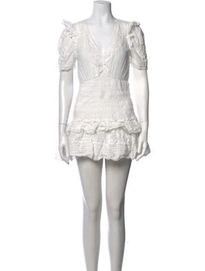 Pre-owned Loveshackfancy Floral Print Mini Dress In White