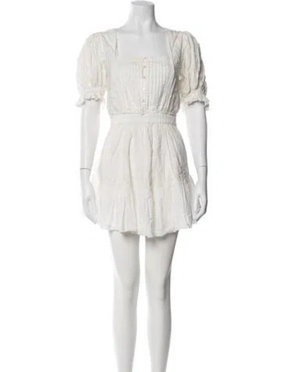 Pre-owned Loveshackfancy Floral Print Mini Dress In White