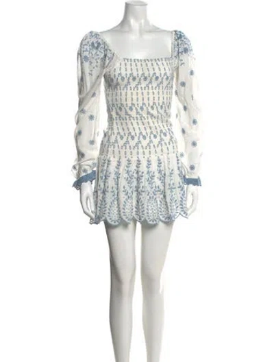 Pre-owned Loveshackfancy Floral Print Mini Dress In White