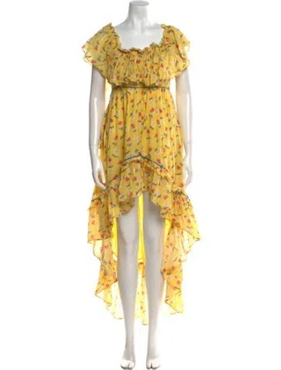 Pre-owned Loveshackfancy Floral Print Mini Dress In Yellow