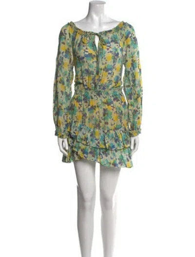 Pre-owned Loveshackfancy Floral Print Mini Dress In Yellow