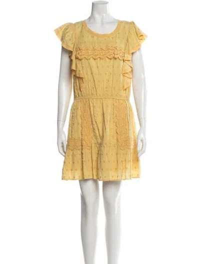 Pre-owned Loveshackfancy Floral Print Mini Dress In Yellow