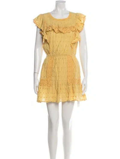 Pre-owned Loveshackfancy Floral Print Mini Dress In Yellow