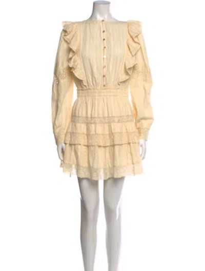 Pre-owned Loveshackfancy Floral Print Mini Dress In Yellow