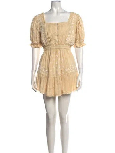 Pre-owned Loveshackfancy Floral Print Mini Dress In Yellow