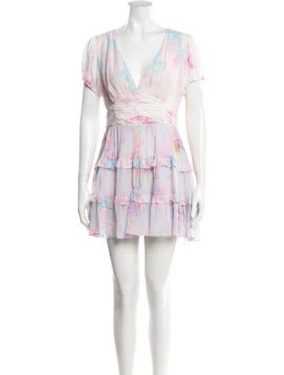 Pre-owned Loveshackfancy Floral Print Mini Dress In Yellow