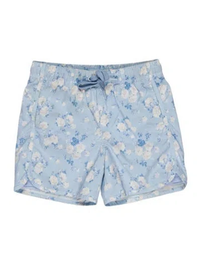 Pre-owned Loveshackfancy Floral Print Mini Shorts In Blue