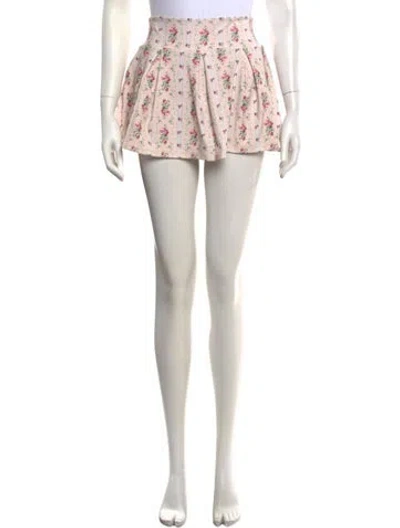Pre-owned Loveshackfancy Floral Print Mini Shorts In Neutrals