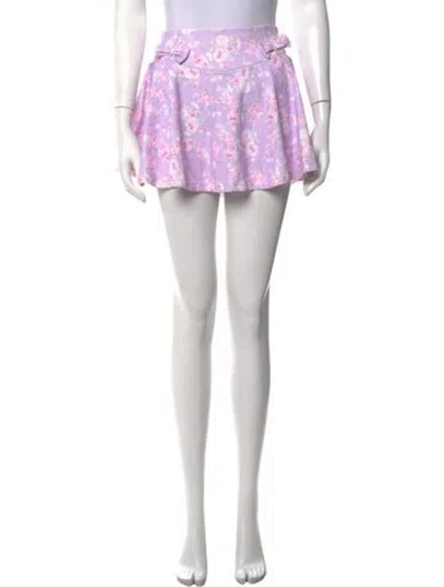 Pre-owned Loveshackfancy Floral Print Mini Shorts In Neutrals