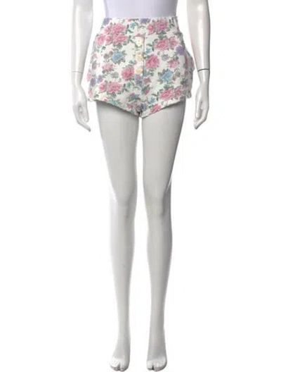 Pre-owned Loveshackfancy Floral Print Mini Shorts In Pink