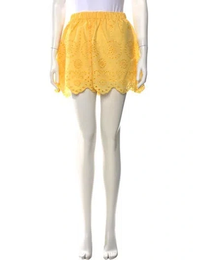 Pre-owned Loveshackfancy Floral Print Mini Shorts W/ Tags In Yellow