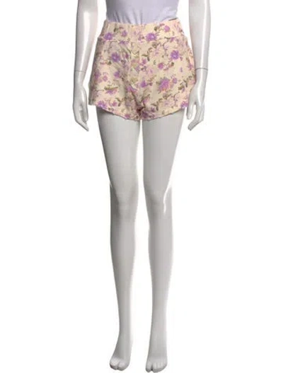 Pre-owned Loveshackfancy Floral Print Mini Shorts In Yellow