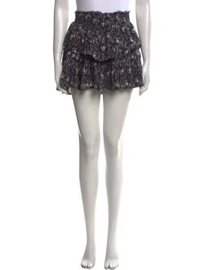 Pre-owned Loveshackfancy Floral Print Mini Skirt In Black