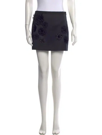 Pre-owned Loveshackfancy Floral Print Mini Skirt In Black