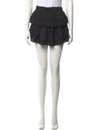 Pre-owned Loveshackfancy Floral Print Mini Skirt In Black
