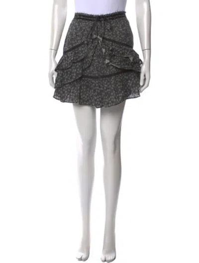Pre-owned Loveshackfancy Floral Print Mini Skirt In Black