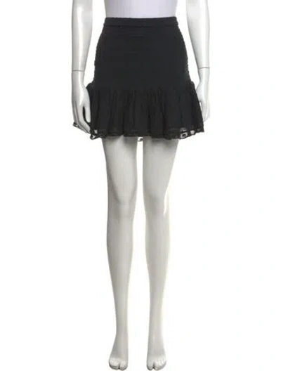 Pre-owned Loveshackfancy Floral Print Mini Skirt In Black