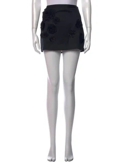Pre-owned Loveshackfancy Floral Print Mini Skirt In Black