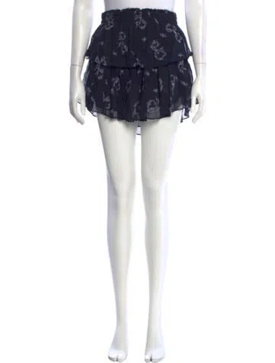 Pre-owned Loveshackfancy Floral Print Mini Skirt In Black