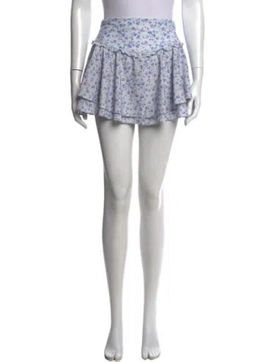 Pre-owned Loveshackfancy Floral Print Mini Skirt In Black