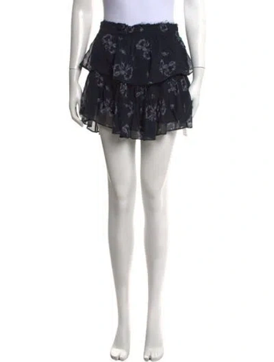 Pre-owned Loveshackfancy Floral Print Mini Skirt In Black